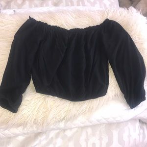 Brandy Melville black off shoulder crop